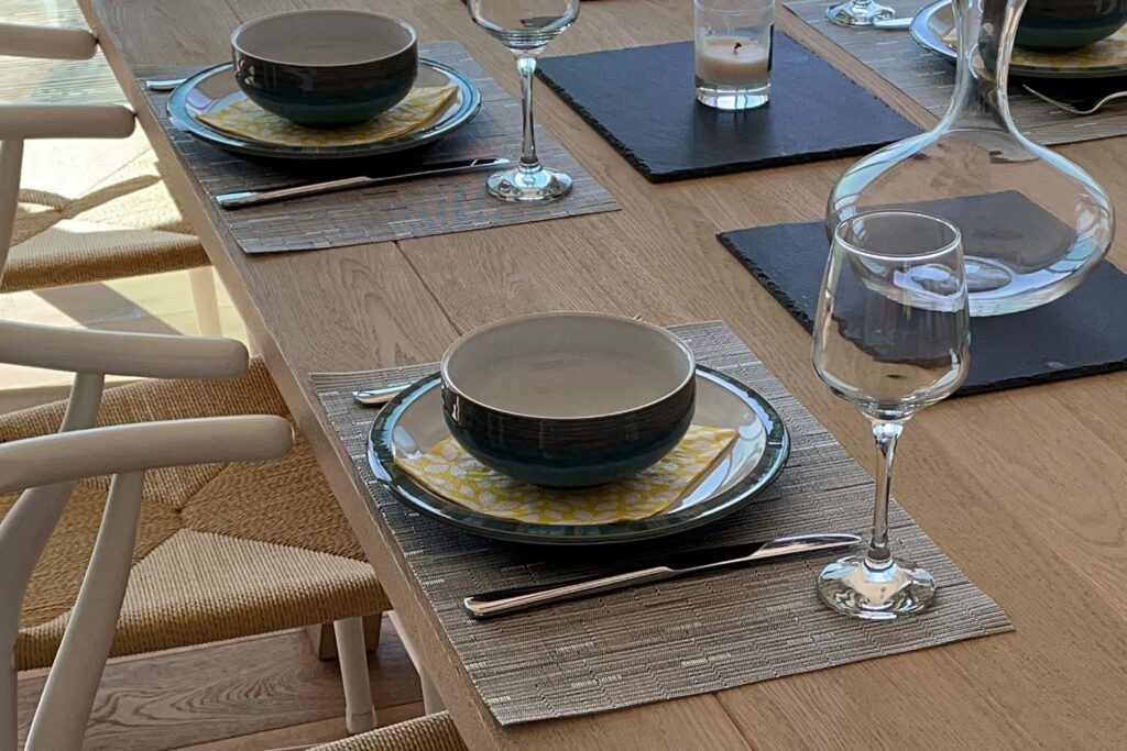Clarsach cottage dinner table setting